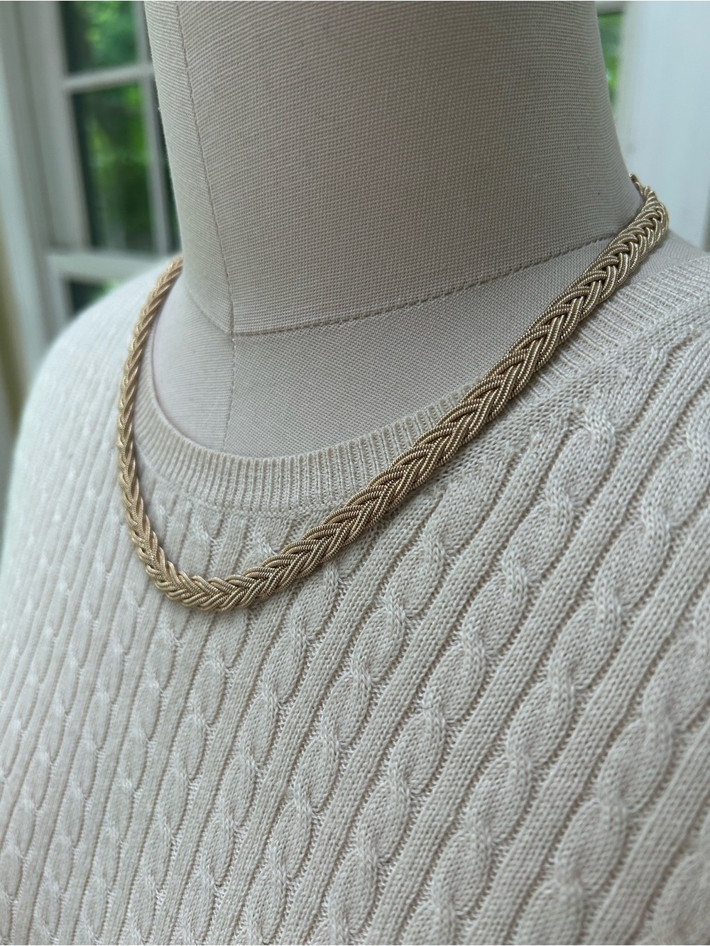 J Crew Gold Tone Braided Chain Necklace